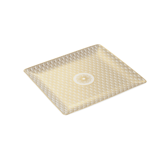 レクタングラートレイ ゴールド仕上げ - 17 x 15 cm ポーセリン